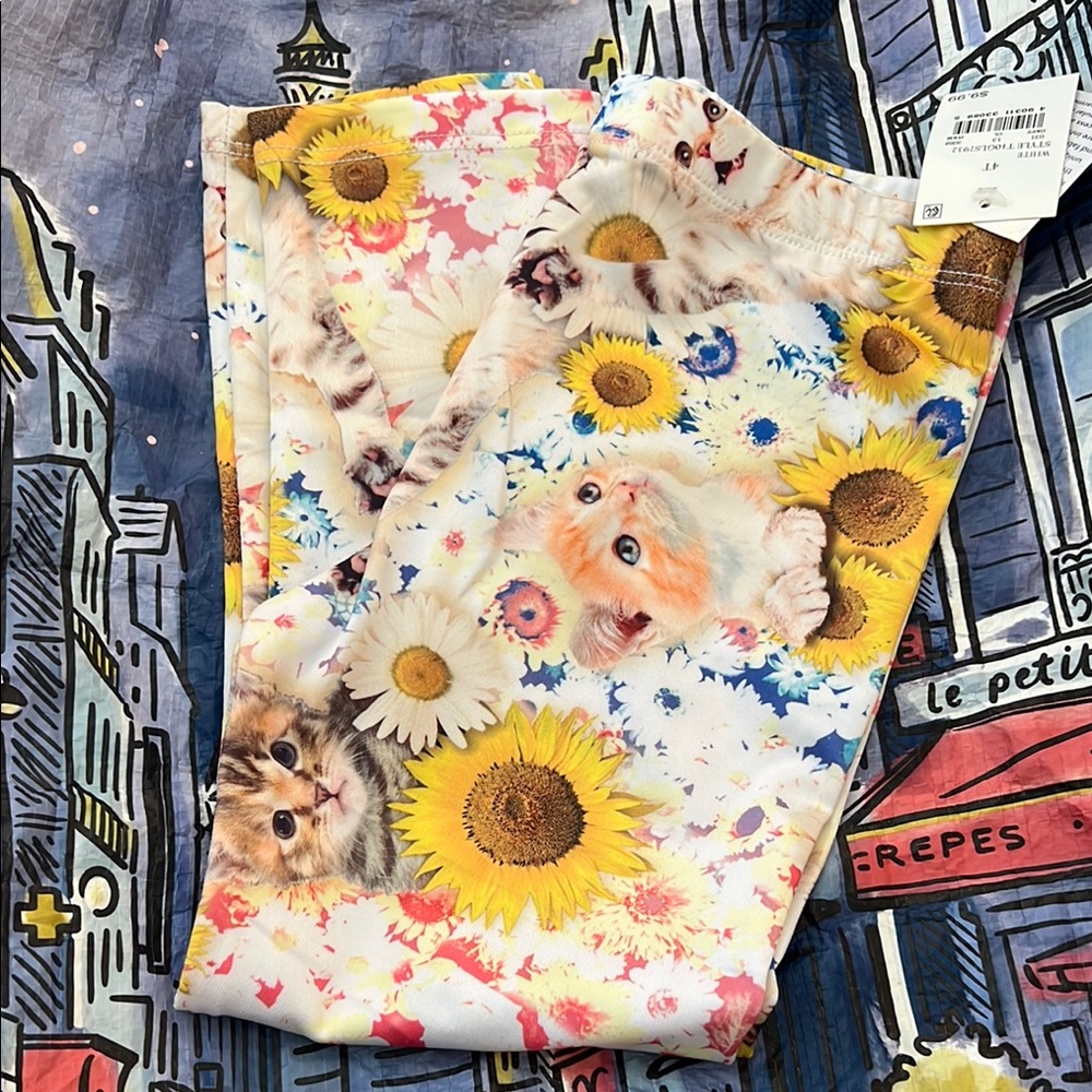 Floral Cat Print Leggings